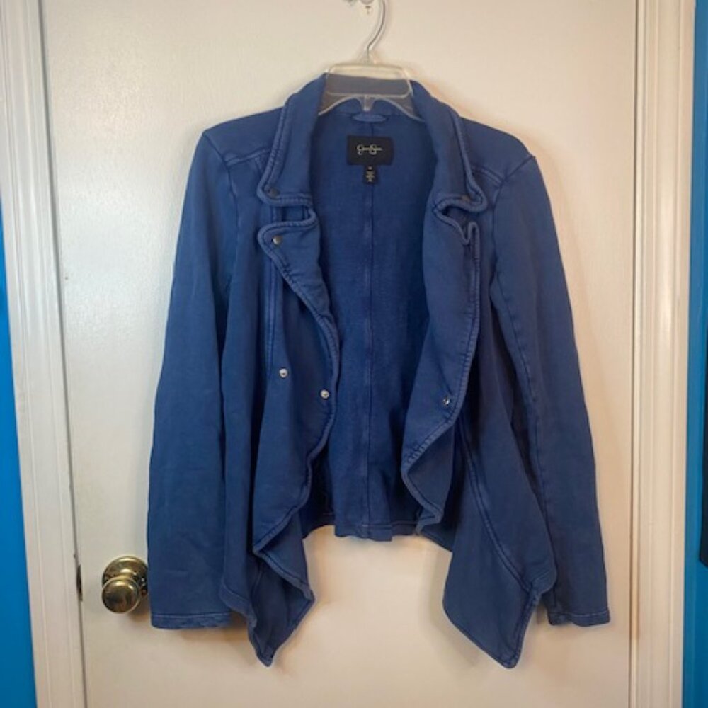 Jessica Simpson Moto Jacket Gigot S Asymmetrical Front Military Band Style Y2K - Picture 5 of 6